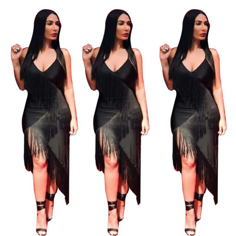 2020 Новое сексуальное платье для ночного клуба с v образным вырезом без рукавов на