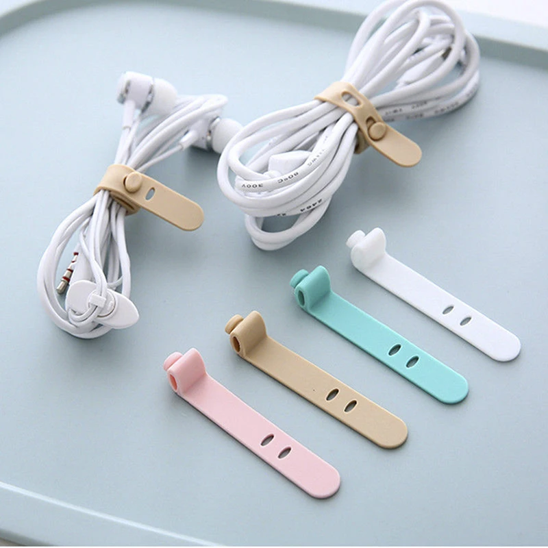 

Silicone Data Cable Organizer Headphone Cord Finishing Buckle Wrap Tie Strap