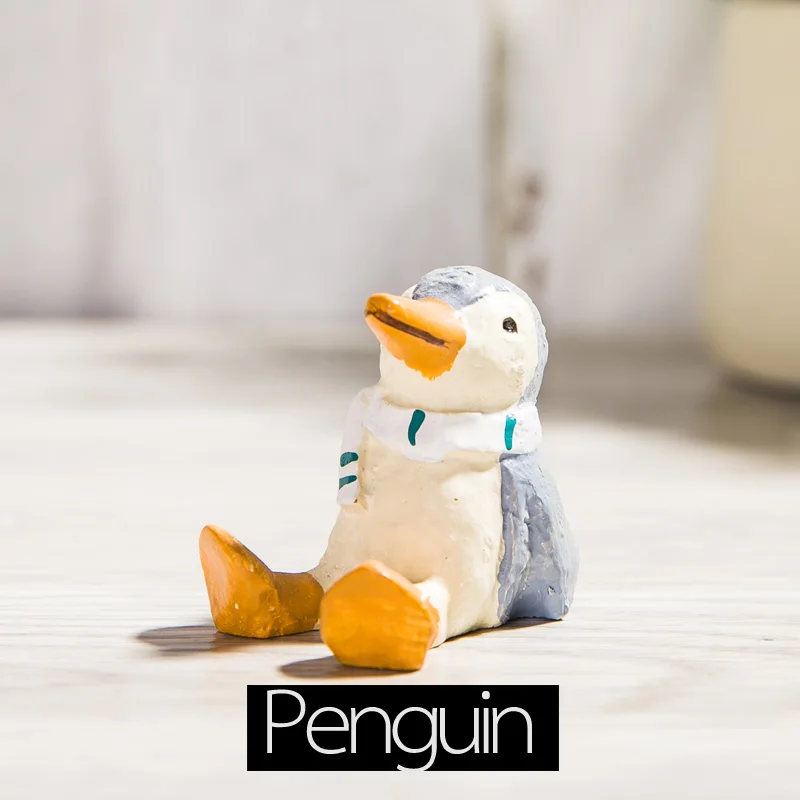 7.Penguin Милые миниатюрные животные садовые полимерные животный мир, растение горшок украшения популярные вечерние украшения для дома аксессуары фигурки домашний декор - Цвет: 7.Penguin