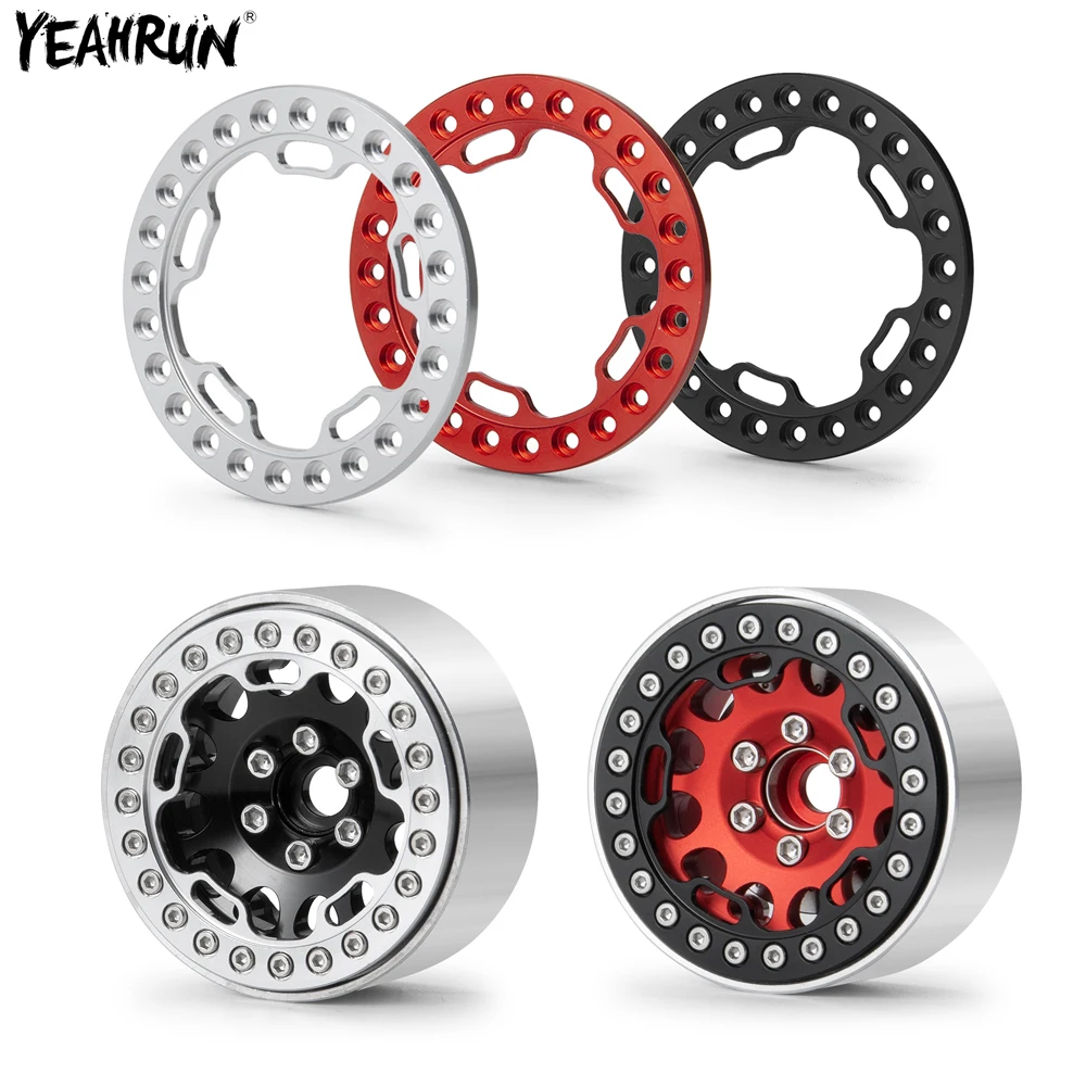 

YEAHRUN 4pcs Metal Alloy Replacement Beadlock Outer Ring For 1.9 inch Wheel Rim 1/10 Axial SCX10 90046 TRX4 D90 RC Crawler Car