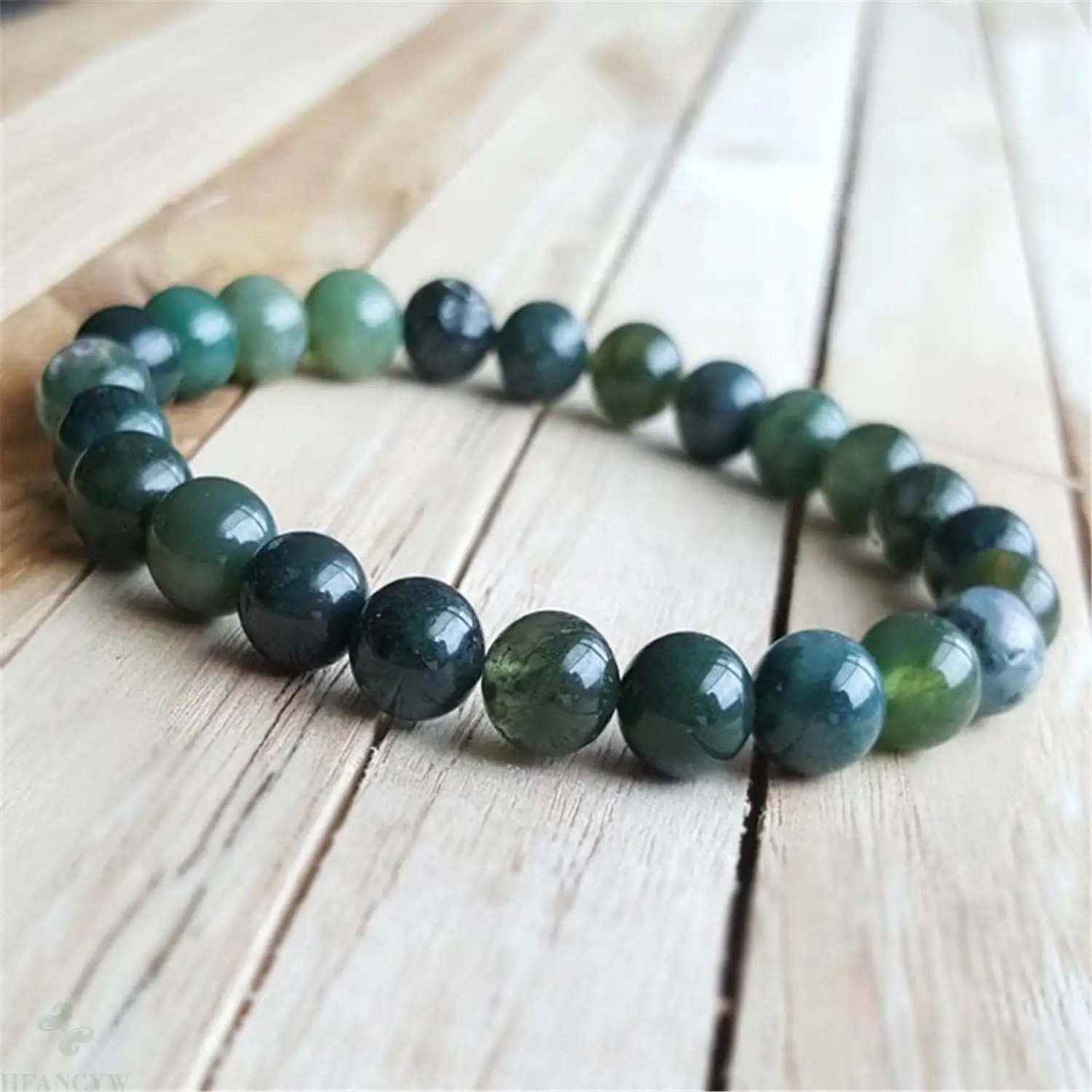 8mm Green Moss Agate Beads Handmade Mala Bracelet Classic Spirituality Buddhism Tibetan Prayer Japa Wristband