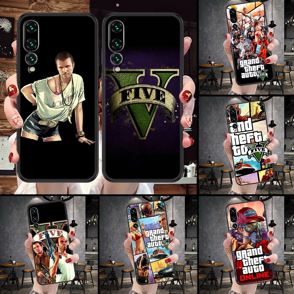 Чехол для телефона с игрой GTA GTA5 Huawei P Mate P10 P20 P30 P40 10 20 Smart Z Pro Lite черный