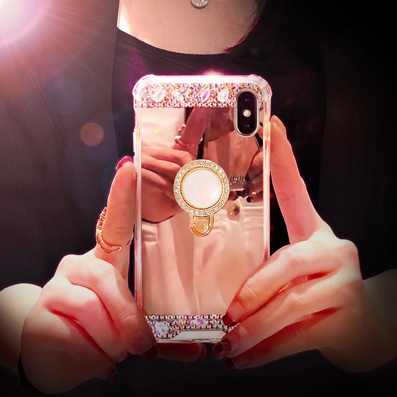 Зеркальный чехол со стразами для телефона Samsung Galaxy S8 S9 S10 Plus Note9 8 10 Por роскошный 3D
