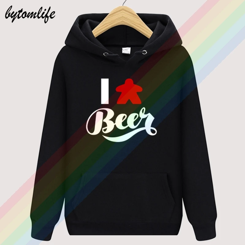Новинка 2017 мужская мода стиль I Love Beer Meeple Осенний унисекс Топ с капюшоном Мужская