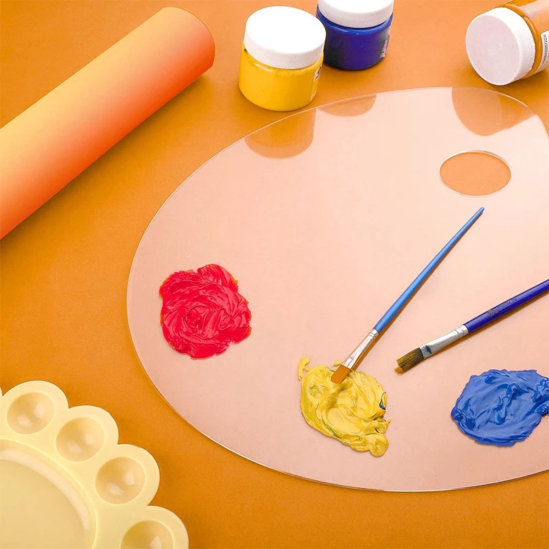 

3 Pieces Clear Acrylic Paint Palette 15.7 x 11.8 Inches Art Palette Oil Paints Tray for Diy Art Craft Painting