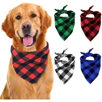 1 piece of pet triangle scarf large dog pure cotton plaid cat and dog neck scarf washable handsome bow tie pet supplies