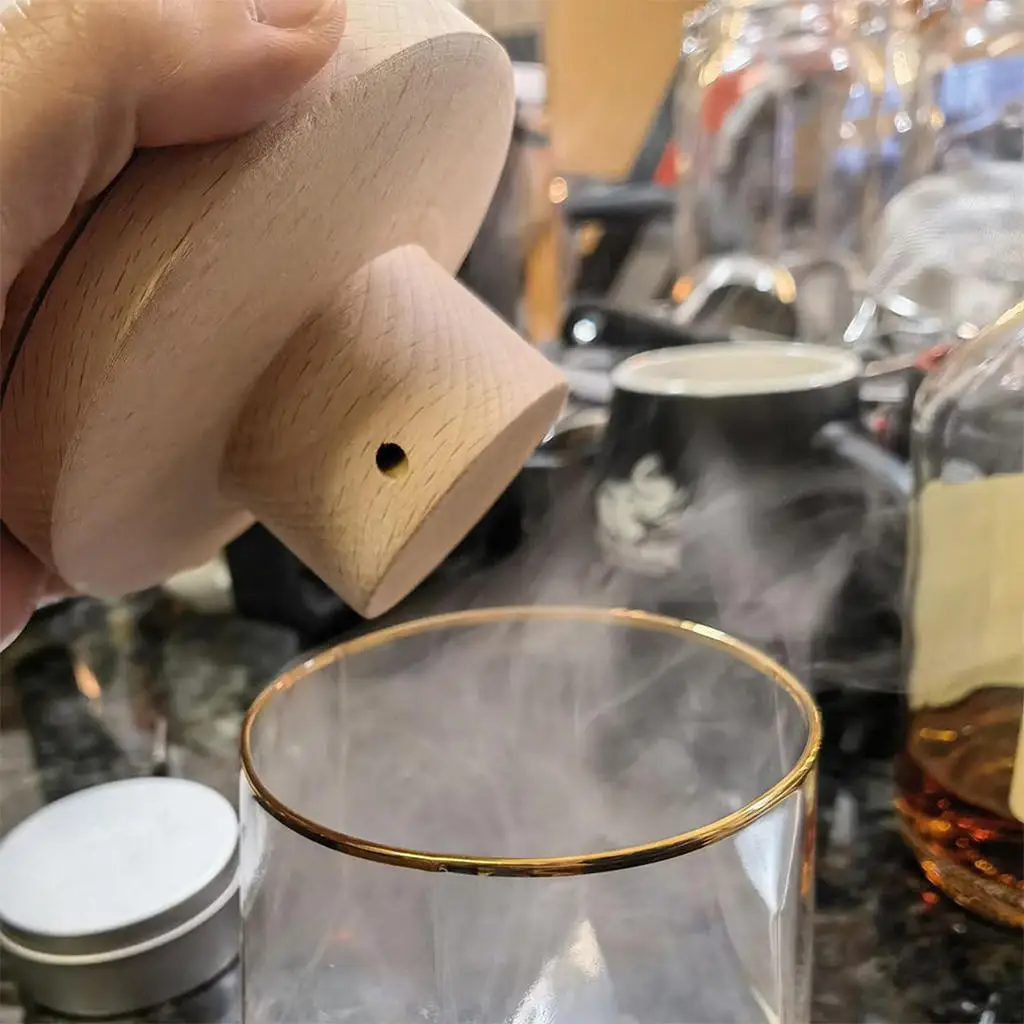 

Bartender Cocktail Smoker Kit with 2 Wood Chips Chimney Drink Smoker for Apple Coffee Infuse Cocktails Cheese Ice-Cream