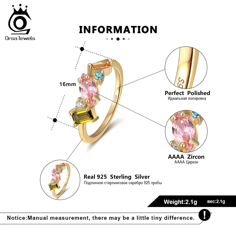 ORSA JEWELS милое романтическое кольцо на палец из серебра 925 пробы позолоченное