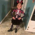 Розовый Скелет Детский комбинезон для Хэллоуина Косплей костюмы для девочек облегающий Zentai карнавальвечерние костюм черепа Полный селекв ужас