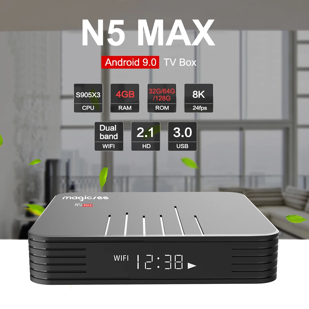 ТВ-приставка Magicsee N5 MAX Android 9 0 4 Гб ОЗУ 128 ПЗУ четырехъядерный медиаплеер Amlogic S905X3 2 4G