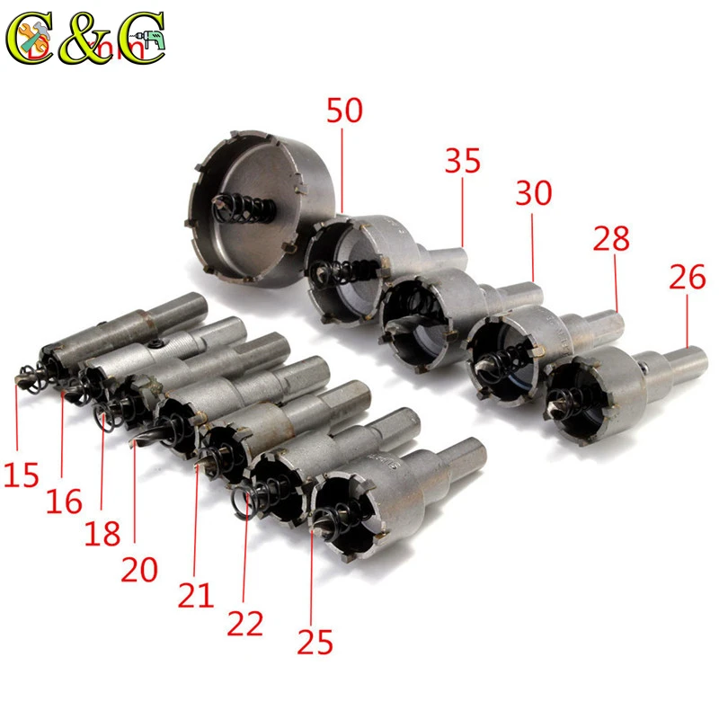 High Quality 12Pcs TCT Carbide Tip HSS 15-50mm Drills Bit Set Hole Saw for Stainless Steel Metal Alloy Drilling tools | Инструменты