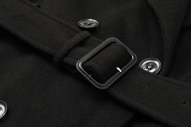 

[EAM] Loose Fit Pockets Thick Button Belt Woolen Coat Parkas New Notched Long Sleeve Women Fashion Autumn Winter 2021 1DD4012