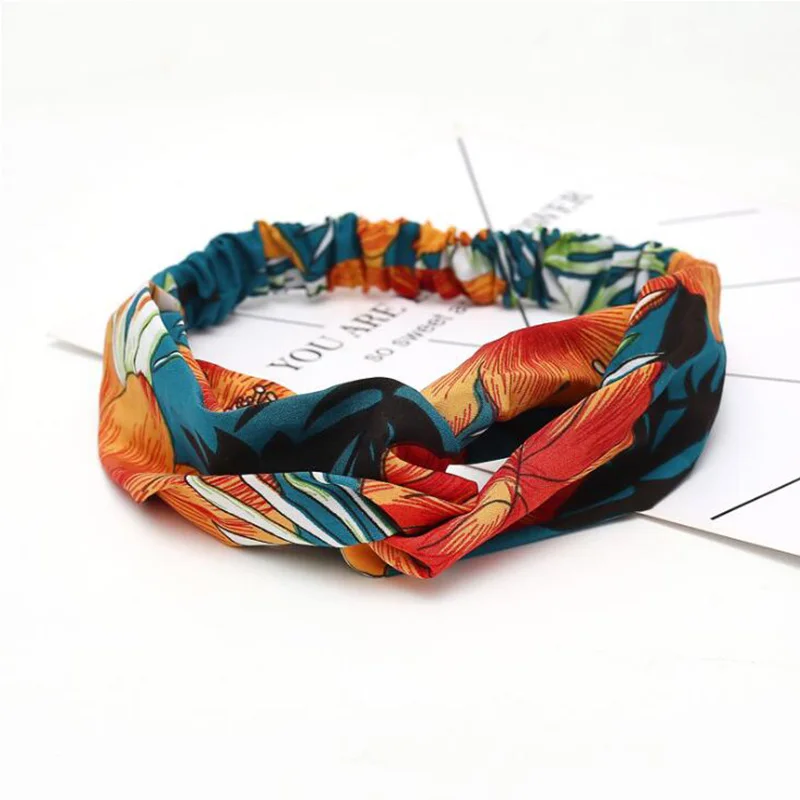 

Fashion Women Girls Summer Bohemian Hair Bands Print Headbands Vintage Cross Turban Bandage Bandanas HairBands Hair Accessories