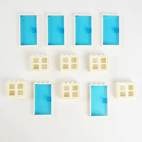 30pcs Small Building Blocks Doors Windows Small Bricks Bulk MOC Parts DIY Educational  Compatible All Brands Toys for kid