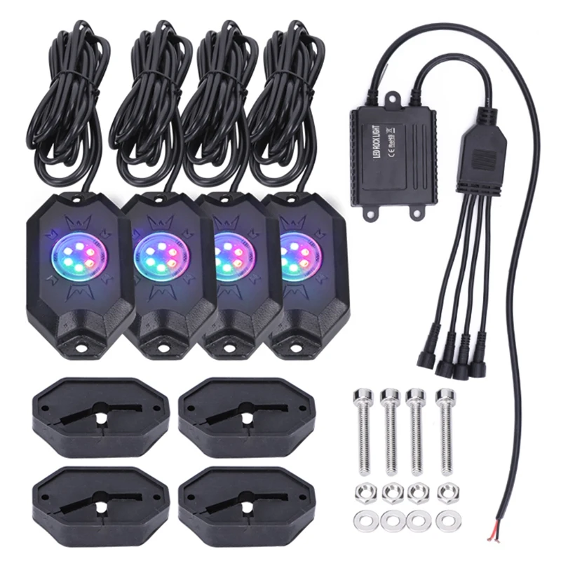 4X RGB светодиодный фары рок комплект с подключением по Bluetooth APP Управление Функция