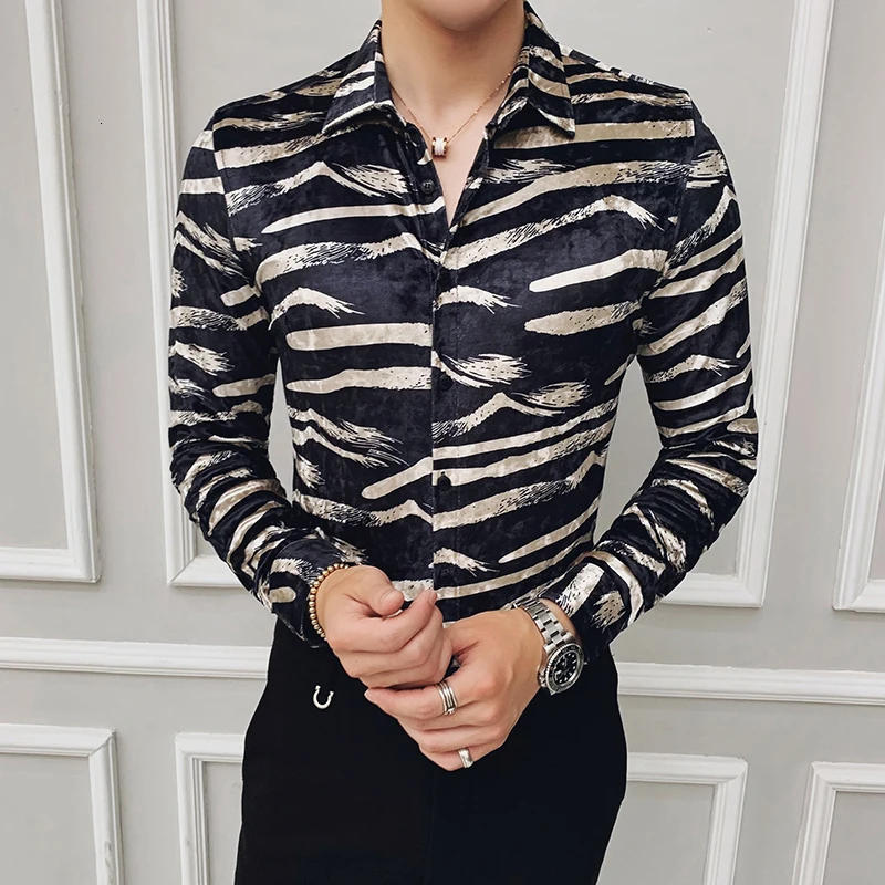 Британская одежда стильные рубашки мужские бархатные Новинка 2019 вечерние