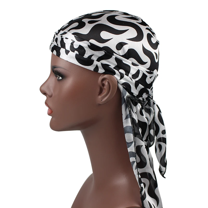 Бандана с принтом Fire Silky Durag шляпа тюрбан| |