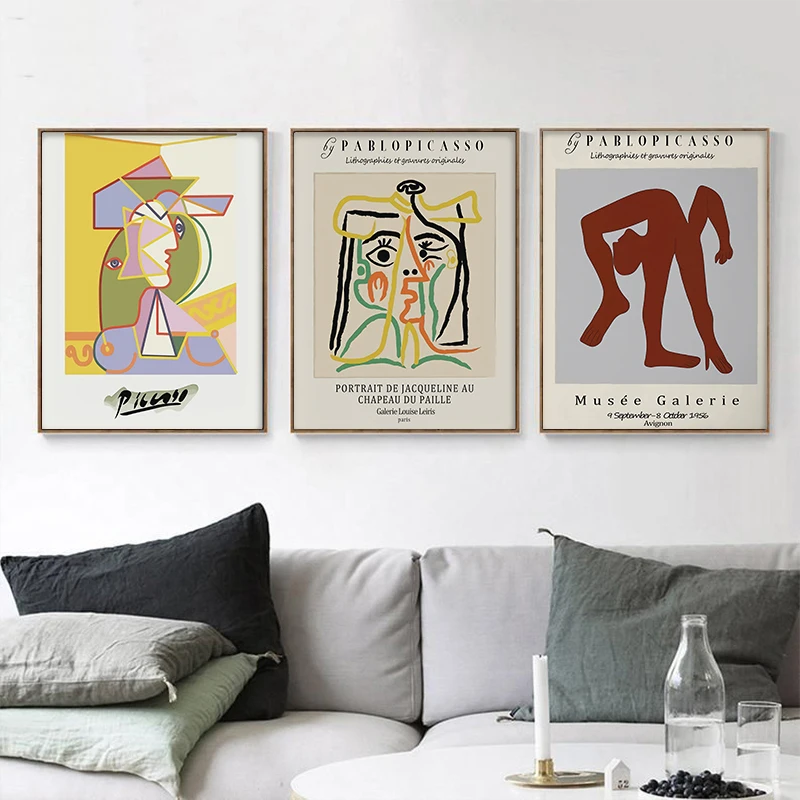 

Vintage Abstract Pablo Picasso Exhibition Poster Museum Print Gallery Wall Art Canvas Painting Picture Living Room Home Decor