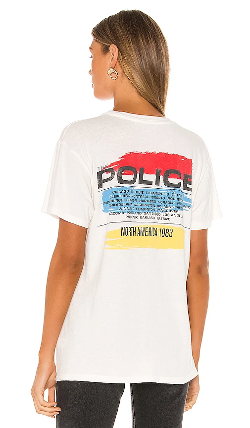 Винтажная вдохновленная графическая футболка the Police 1983 tour, женская футболка с коротким рукавом, белые летние топы с принтом, Повседневная футболка в стиле бохо