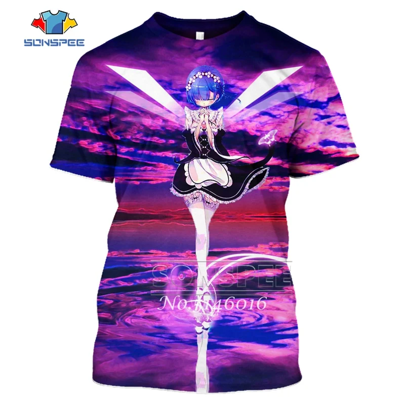 06 SONSPEE, 3D принт, аниме, Harajuku Re: zero, Твин Рам Рем, косплей, футболка, мужская, повседневная, летняя, унисекс, короткий рукав, футболки, топы, t445 - Цвет: 06