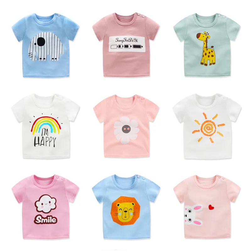 

2021 Summer Baby Boys Girls Short Sleeve T-shirts Cartoon Print Children's Tshirt Toddler Kids Clothes Cotton Tees Tops T Shirt