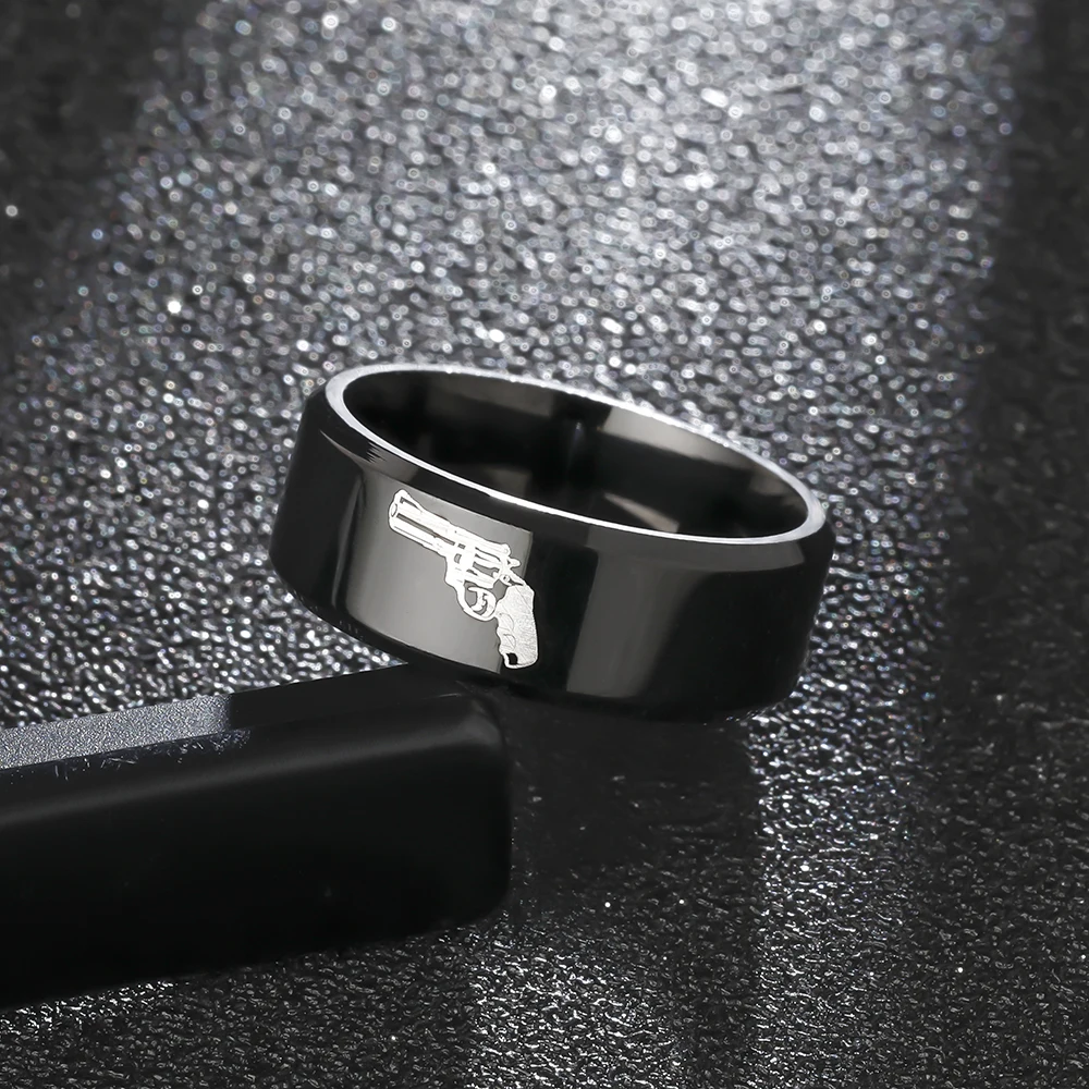 MOREDEAR 8mm Titanium Ring For Men amd Women Revolving Pistol Gun | Украшения и аксессуары