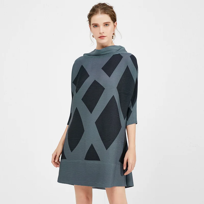 Платье пуловер женское Плиссированное средней длины с высокой талией и