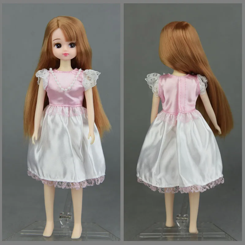Розовое Кружевное короткое Кукольное платье ручной работы для Blythe doll наряды