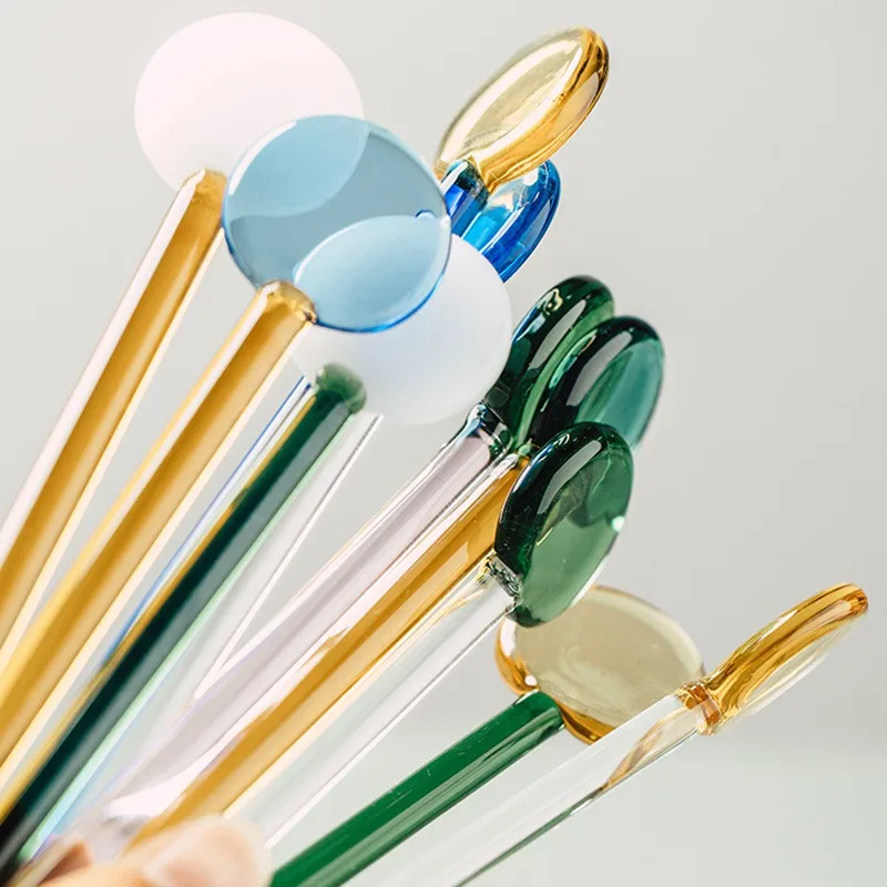 

Heat-resistant Glass Spoon Transparent Coffee Ice Cream Spoon Retro Cute Coffee Juice Mixer Dessert Spoon Kitchen Supplies