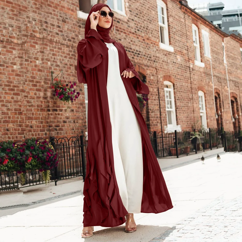 Рамадан Eid Djellaba Abaya кимоно Дубай Кафтан мусульманский кардиган Abayas Женский