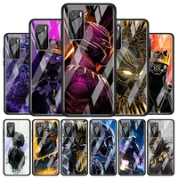 marvel black panther for huawei p40 p30 pro plus p20 p10 lite p smart z 2021 2020 2019 luxury tempered glass phone case