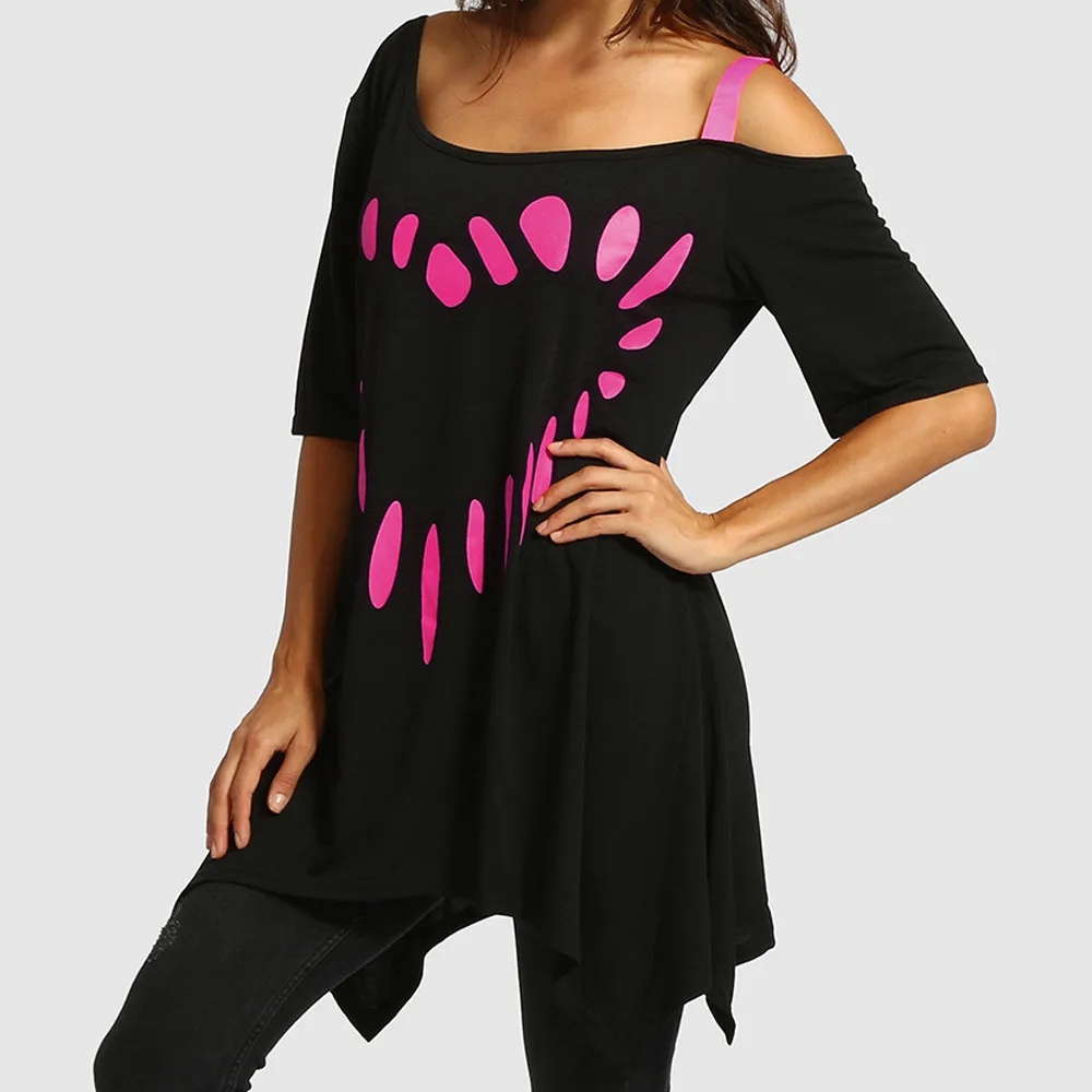 Женская блузка с принтом Love Повседневная рубашка большого размера коротким