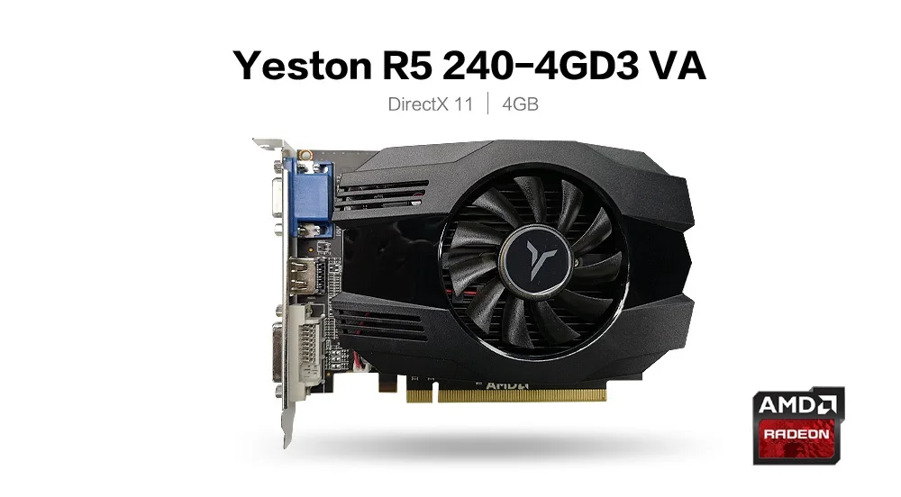 Yeston Radeon R5 240 GPU 4 Гб GDDR3 64 бит игровой Настольный ПК видеокарты Поддержка VGA/DVI-D/HDMI