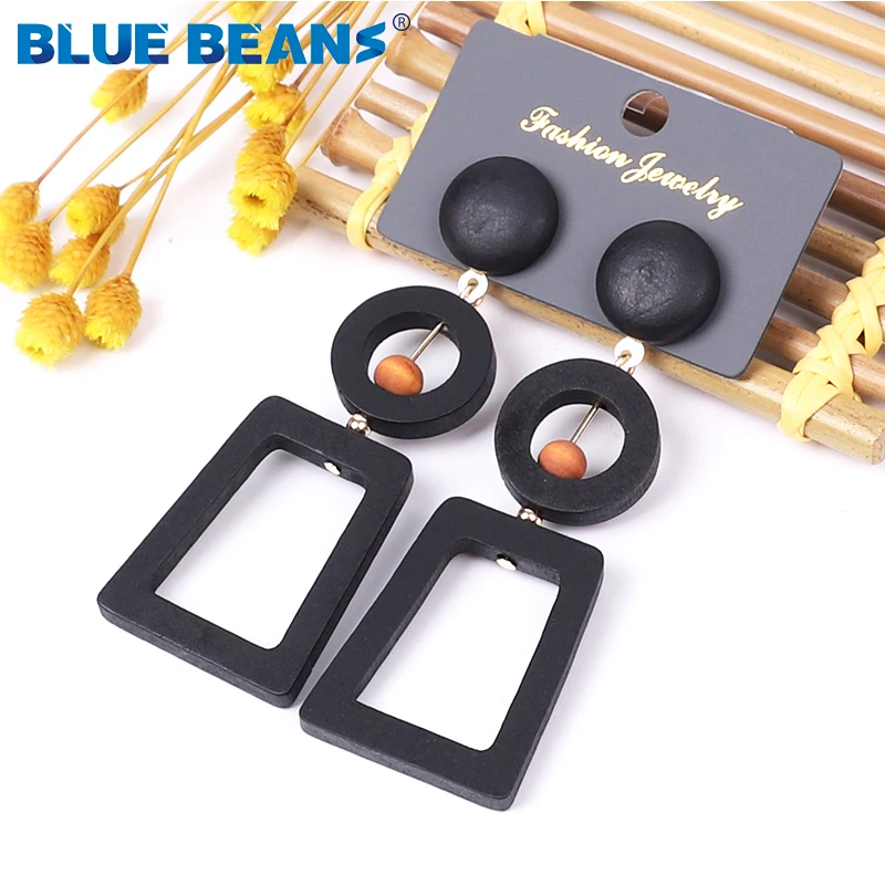 Женские серьги с подвесками BLUE BEANS деревянные в Корейском стиле красными 2020 |