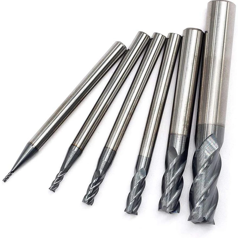 

6Pcs 4 Flutes End Mills Set for Steels Square CNC Carbide Milling Cutter Spiral Router Bits Dia(1 2 3 4 6 8mm)