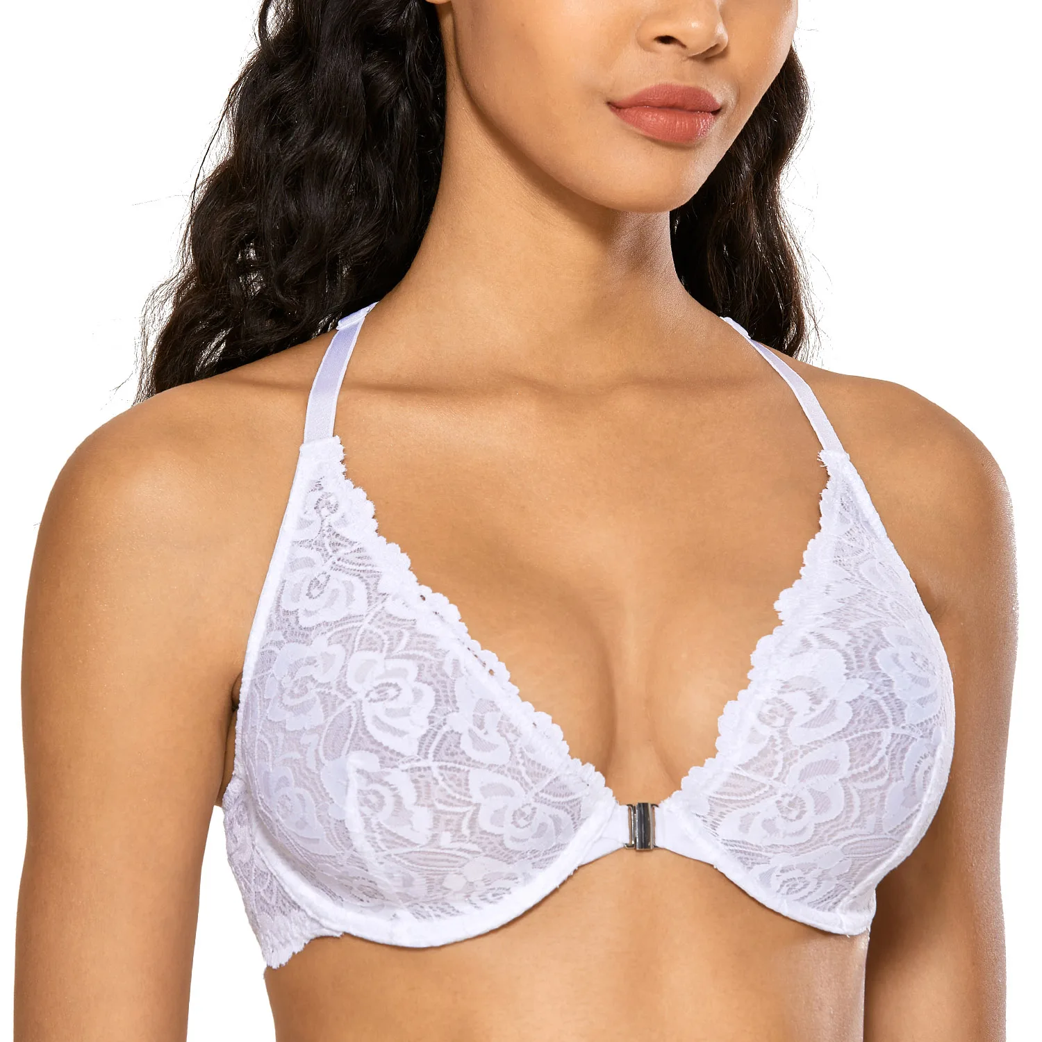 White01 DOBREVA женский кружевной бюстгальтер без косточек на косточках - Цвет: White01