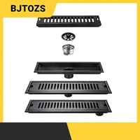 20 50cm black side outlet shower drain stainless steel bathroom floor drainage linear waste drain cover roof kitchen accessory