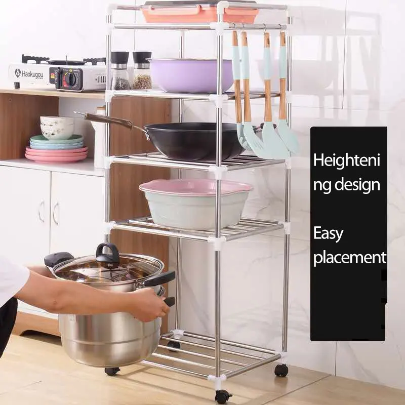 

Stainless Steel Adjustable Multifunctional Multiple Storage Rack Space-Saving Household Kitchen Accessories Shelf