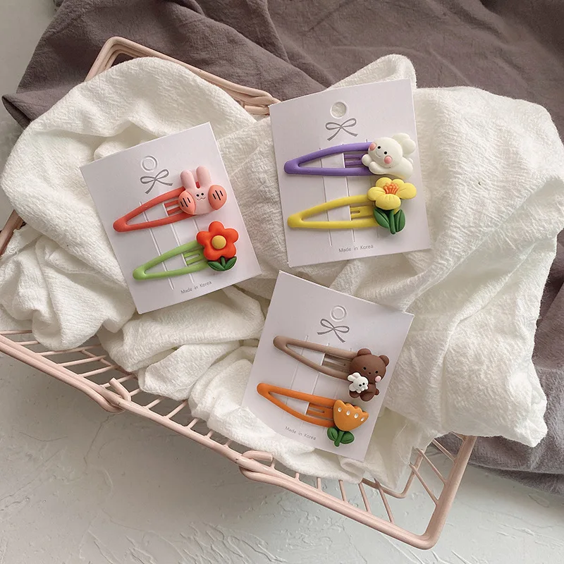 

Hot Selling New Fashion Super Cute Sweet Frosted Bear Resin Children's Hair Clips Set for Girls