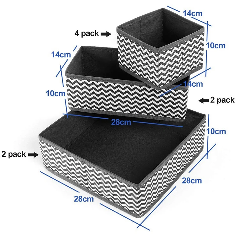 Fabric Dresser Drawer Dividers Set of 8 Wardrobe Closet Organizers Foldable Storage Box for Socks Underwear Bras Ties Toys |