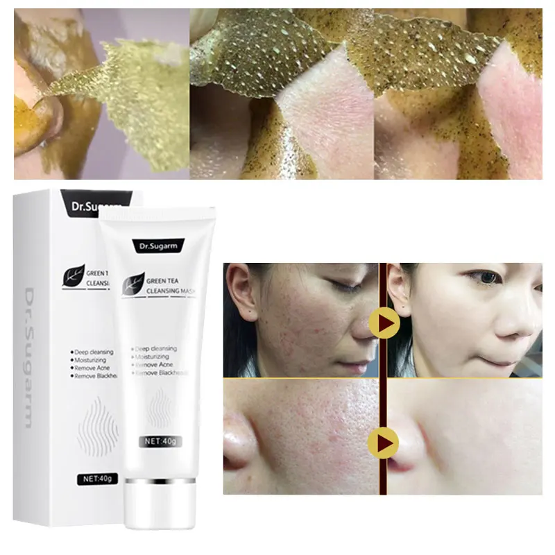 

Dr.Sugarm Blackhead Mask Cosmetics Oil-control Moisturizing Clean Pores Remove Acne Green Tea Peel Mask face Skincare mask 40g