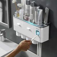 dustproof and antibacterial toothbrush holder for bathroom automatic toothpaste dispenser storage rack bathroom accessories set