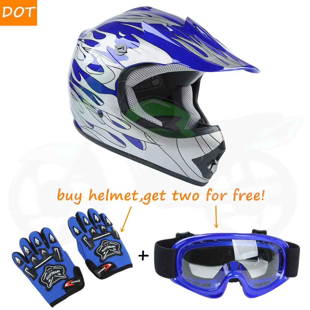 

Motorcycle DOT Youth Helmet Motocross+Goggles+Gloves Child Kids Full Face Offroad Dirt Bike ATV S M L XL