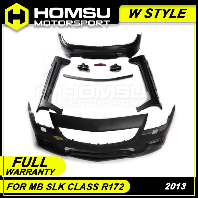 W style FRP Неокрашенный Комплект кузова автомобиля передний задний бампер боковые