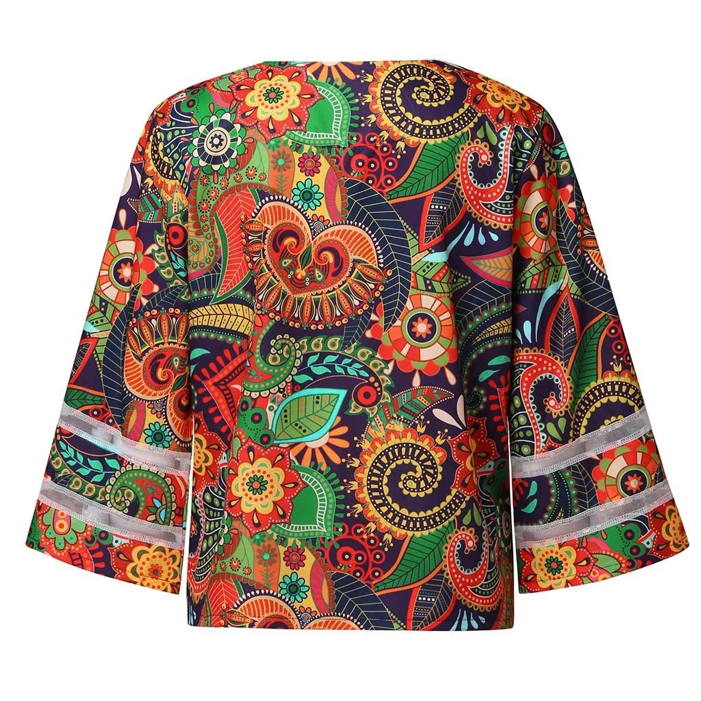Блузка женская в этническом стиле с V образным вырезом и винтажным