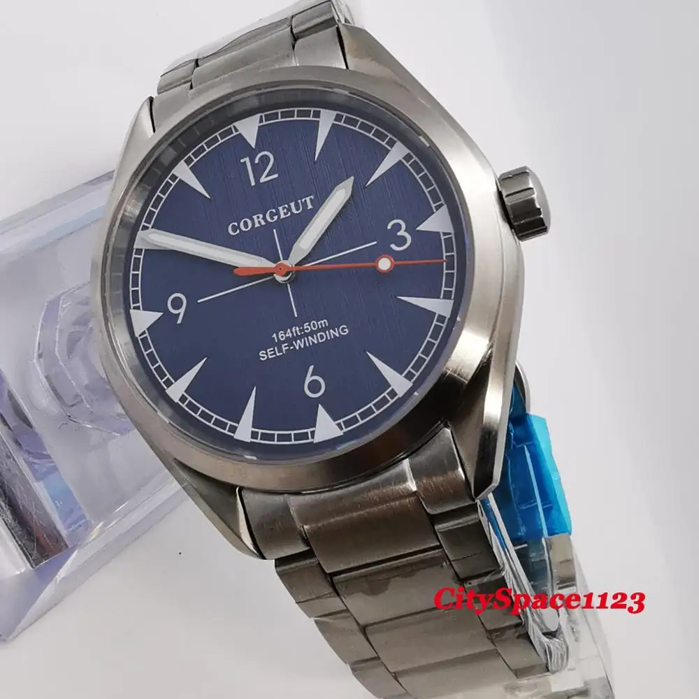 Мужские водонепроницаемые часы с автоматическим механическим сапфировым