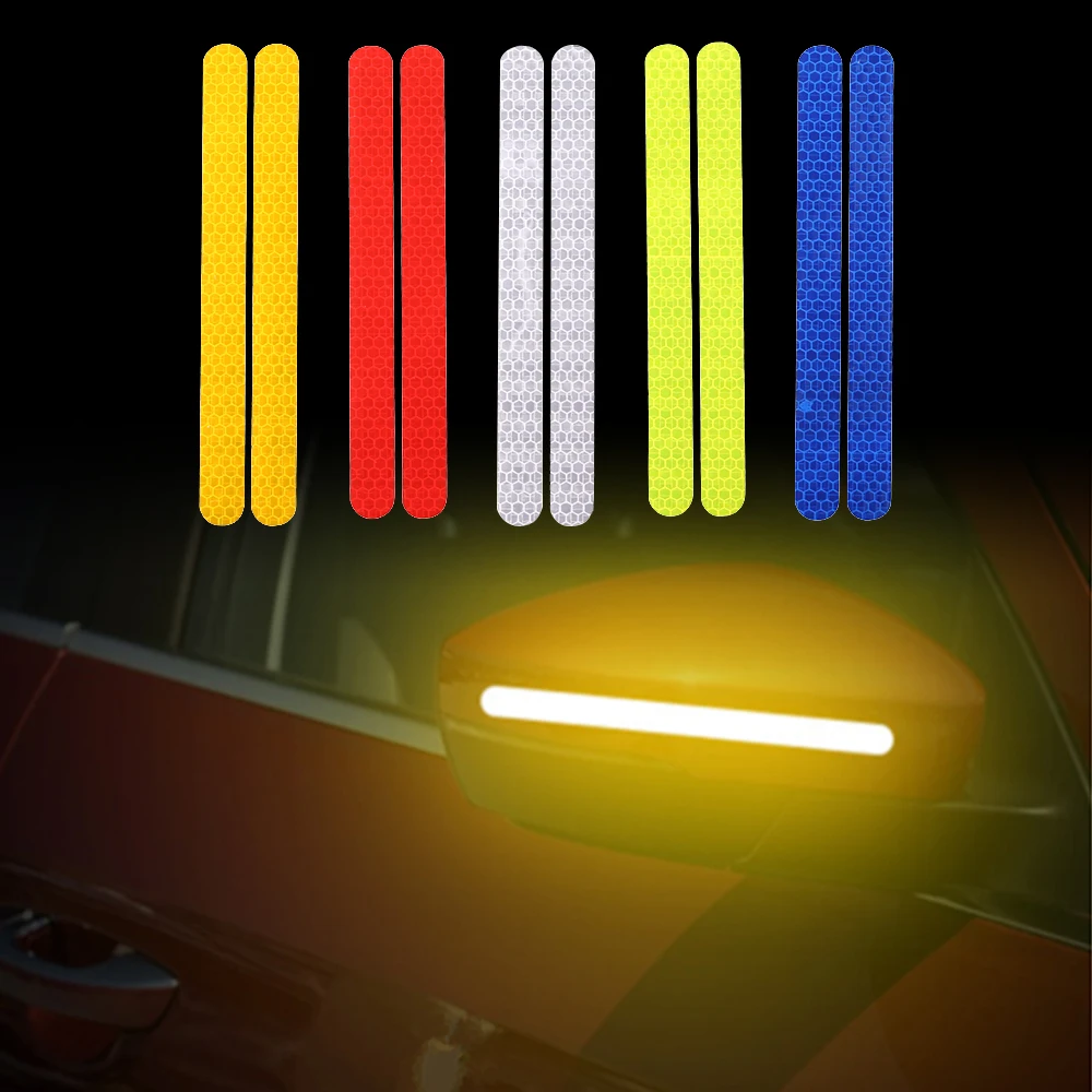

2Pcs Reflectante Car Sticker Reflector Rearview Mirror Reflective Tape Car Accessories Exterior Reflex Tape Reflective Strip
