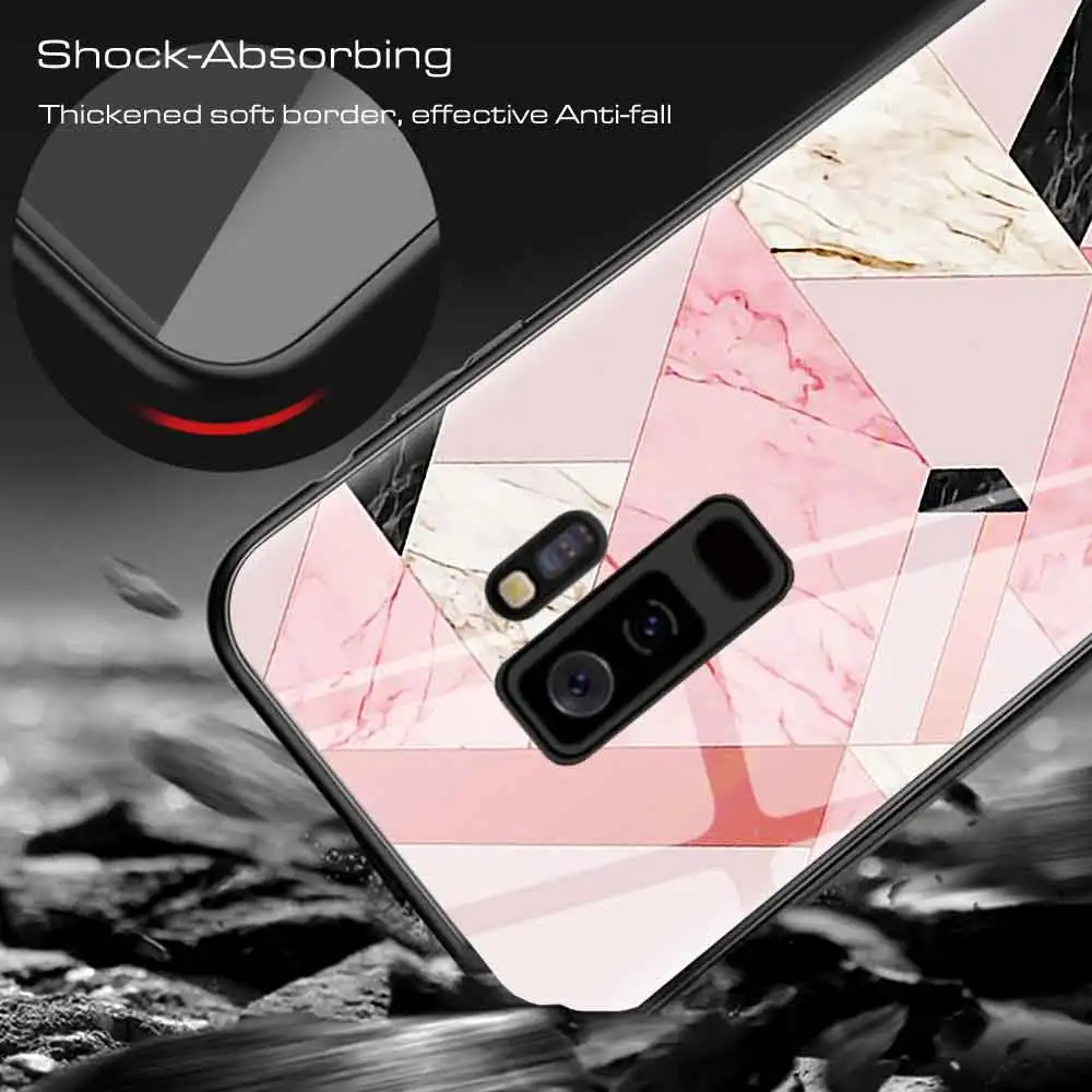 Роскошный Мраморный стеклянный чехол для телефона Samsung Galaxy S6 S7 Edge S8 Plus S9plus S10plus