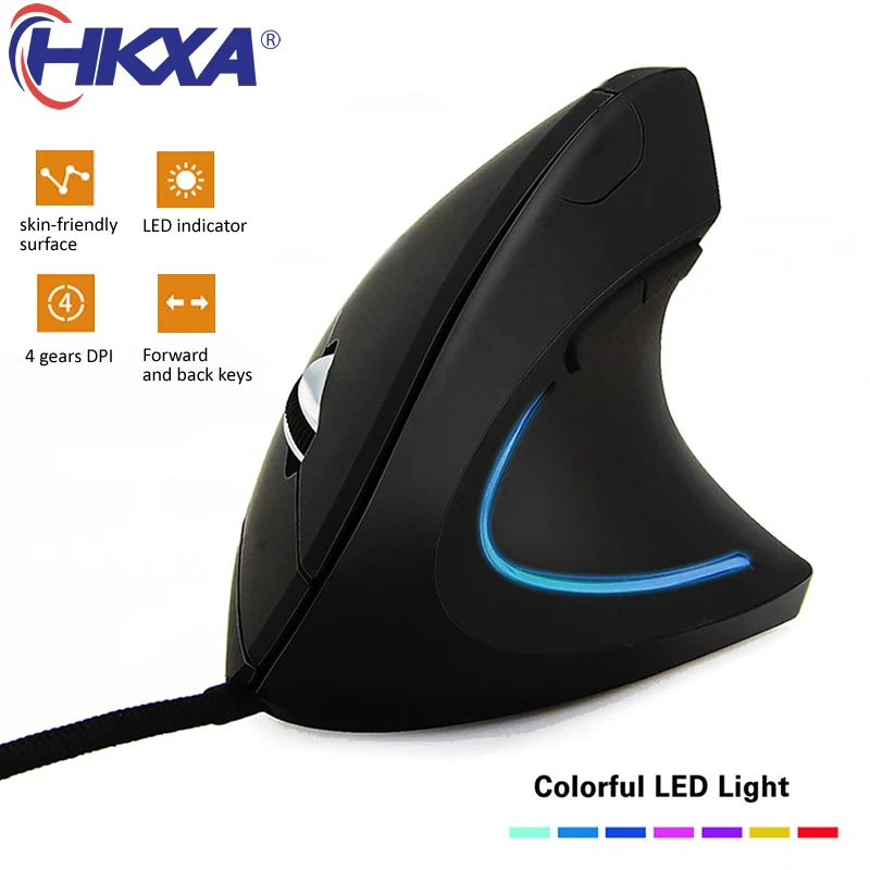 Wired Right Hand Vertical RGB Mouse Ergonomic Gaming Mouse 800 1200 1600 3200DPI USB Optical Wrist Healthy Mause for PC Computer