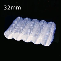100 pieces 32mm clear plastic protector capsules containers coins case for board game coin collection holder boxes
